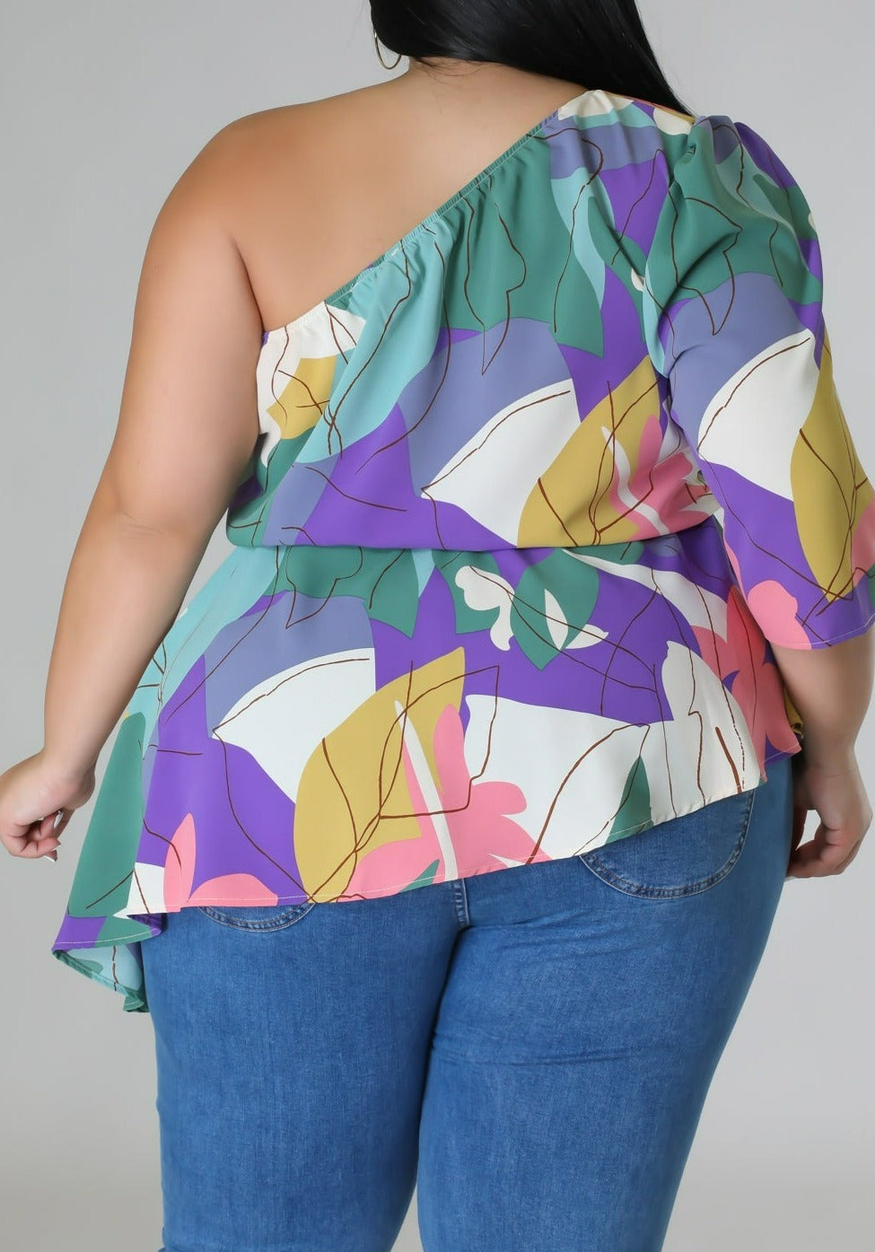 One Shoulder Blouse (Curvy) - SASHAY COUTURE BOUTIQUE Apparel & Accessories