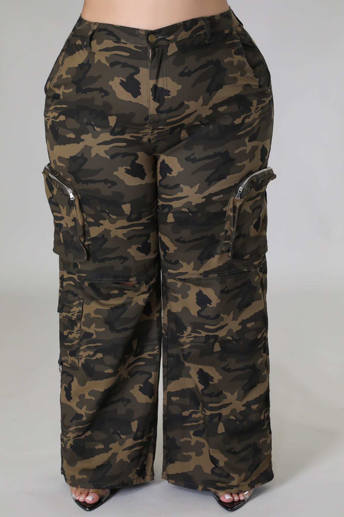 High waisted Cargo-style pants (Curvy) - SASHAY COUTURE BOUTIQUE Pants