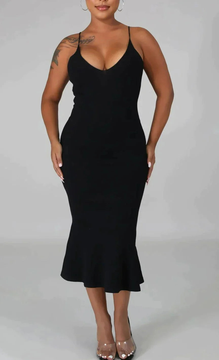 Spaghetti Strap Flair Midi - SASHAY COUTURE BOUTIQUE Dresses