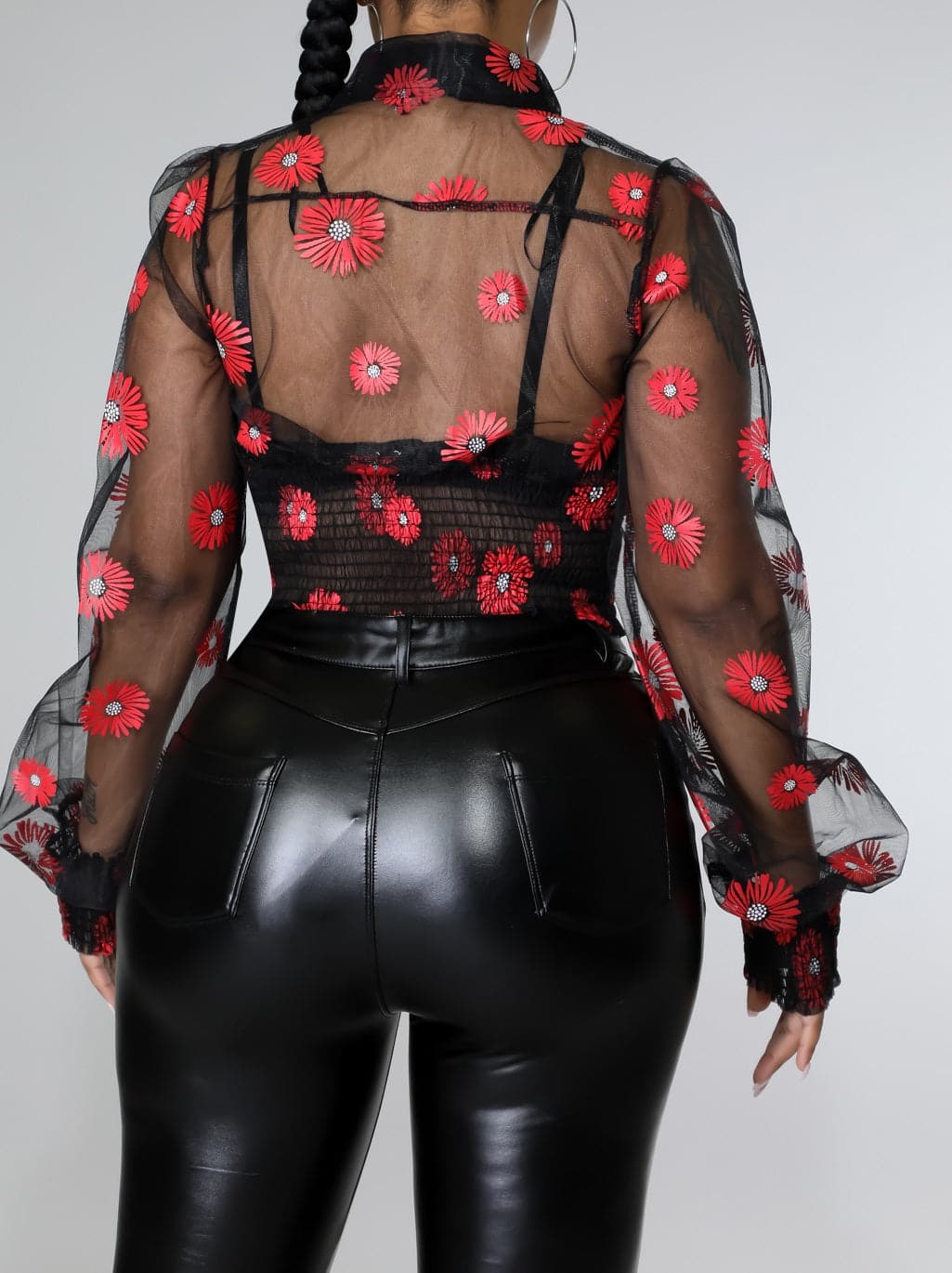 Sheer Flower Blouse - SASHAY COUTURE BOUTIQUE Shirts & Tops