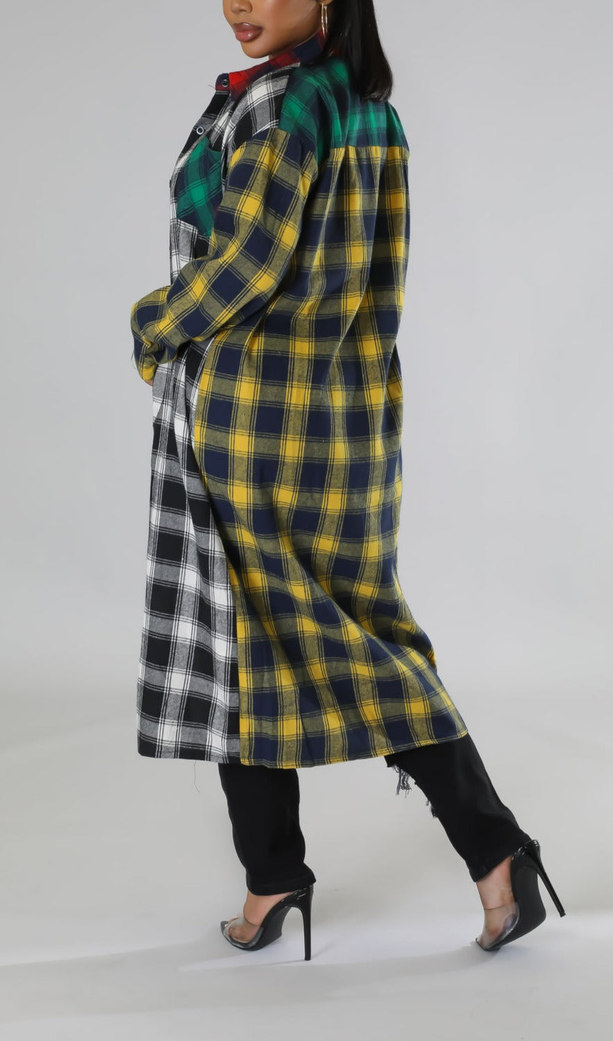 Mid-Length Flannel Jacket - SASHAY COUTURE BOUTIQUE Outerwear