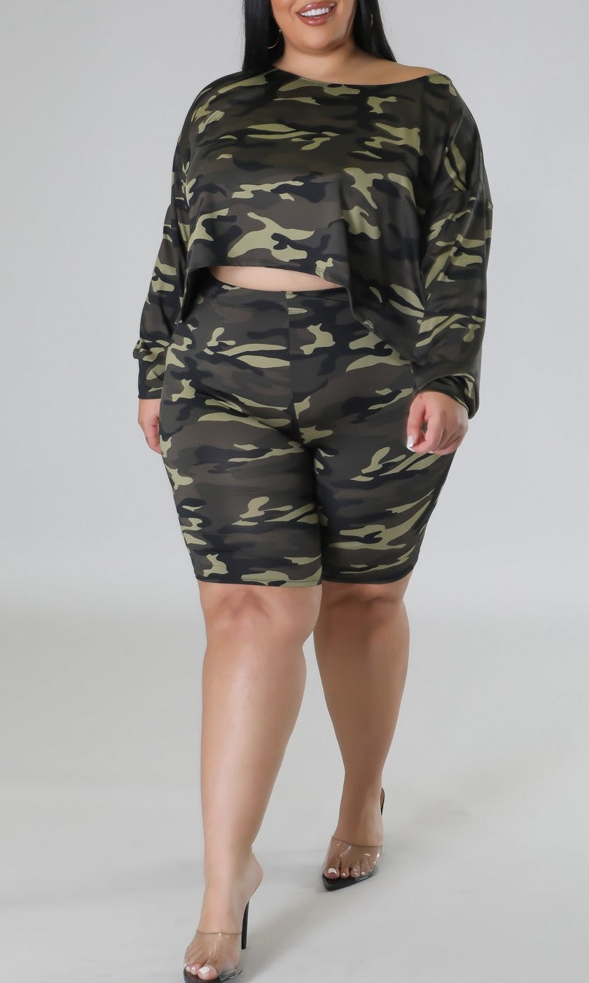 Camo Short Set (Curvy) - SASHAY COUTURE BOUTIQUE Two Piece
