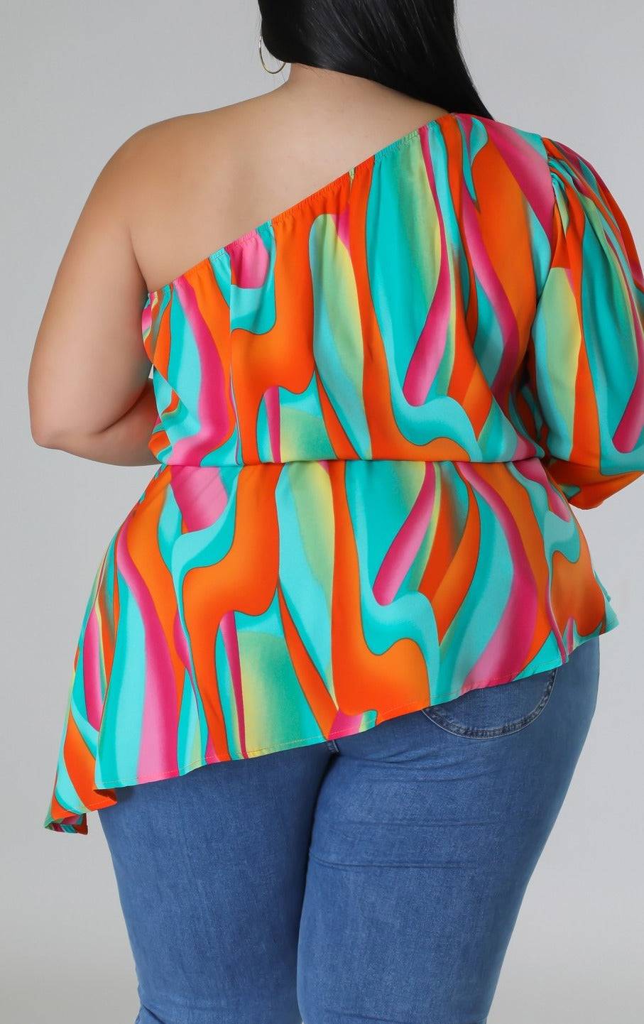 One Shoulder Blouse (Curvy) - SASHAY COUTURE BOUTIQUE Apparel & Accessories