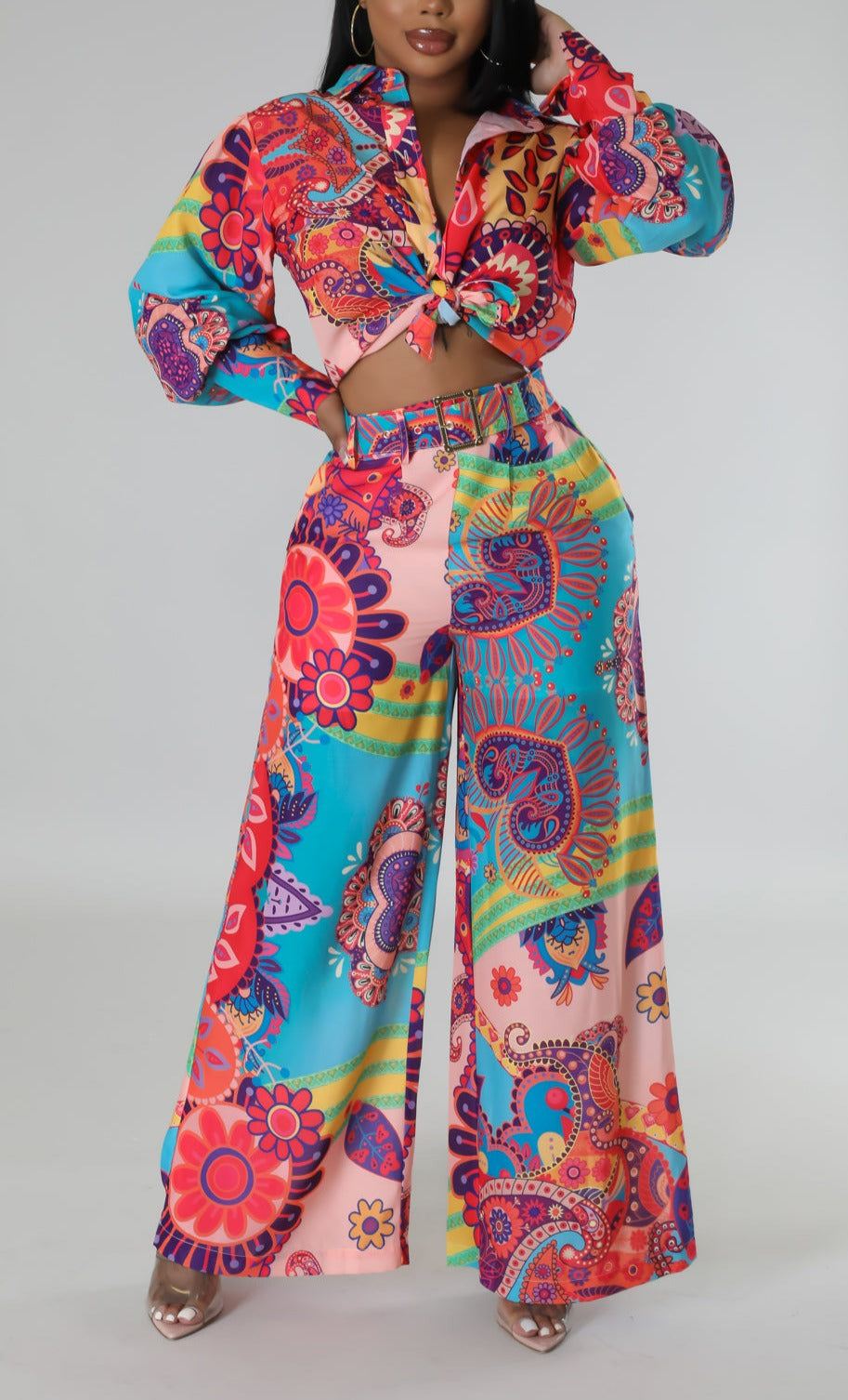 Colorful Two Piece Pants Set - SASHAY COUTURE BOUTIQUE Outfit Sets