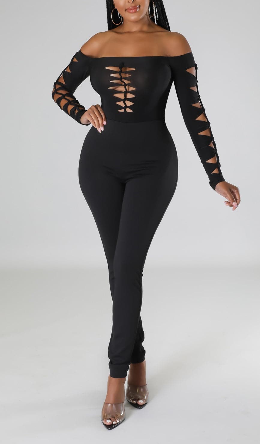 Off Shoulder Bodysuit w/ Cutouts - SASHAY COUTURE BOUTIQUE