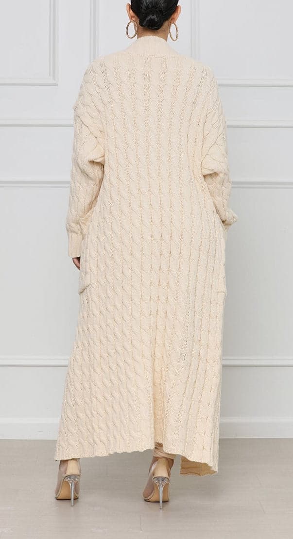 Creamy Beige Cable Knit Cardigan - SASHAY COUTURE BOUTIQUE Coats & Jackets