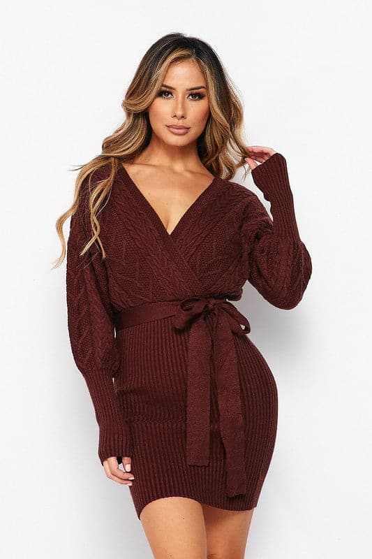 Cable Knit Sweater Dress - SASHAY COUTURE BOUTIQUE Dresses