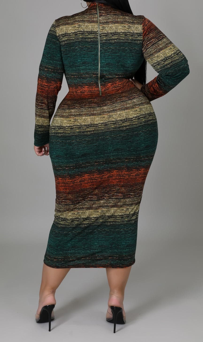 Color Mock Turtle Neck Midi (Curvy) - SASHAY COUTURE BOUTIQUE Dresses
