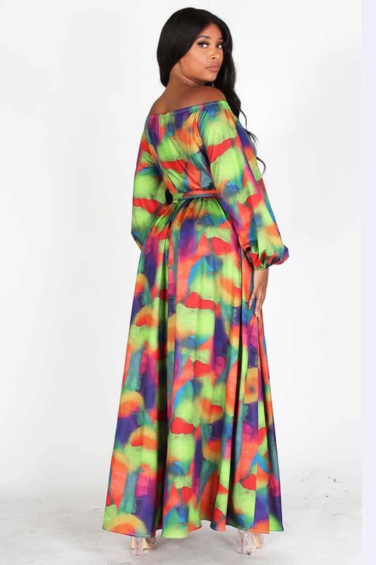 Long Sleeve Off Shoulder Maxi Dress - SASHAY COUTURE BOUTIQUE Dresses