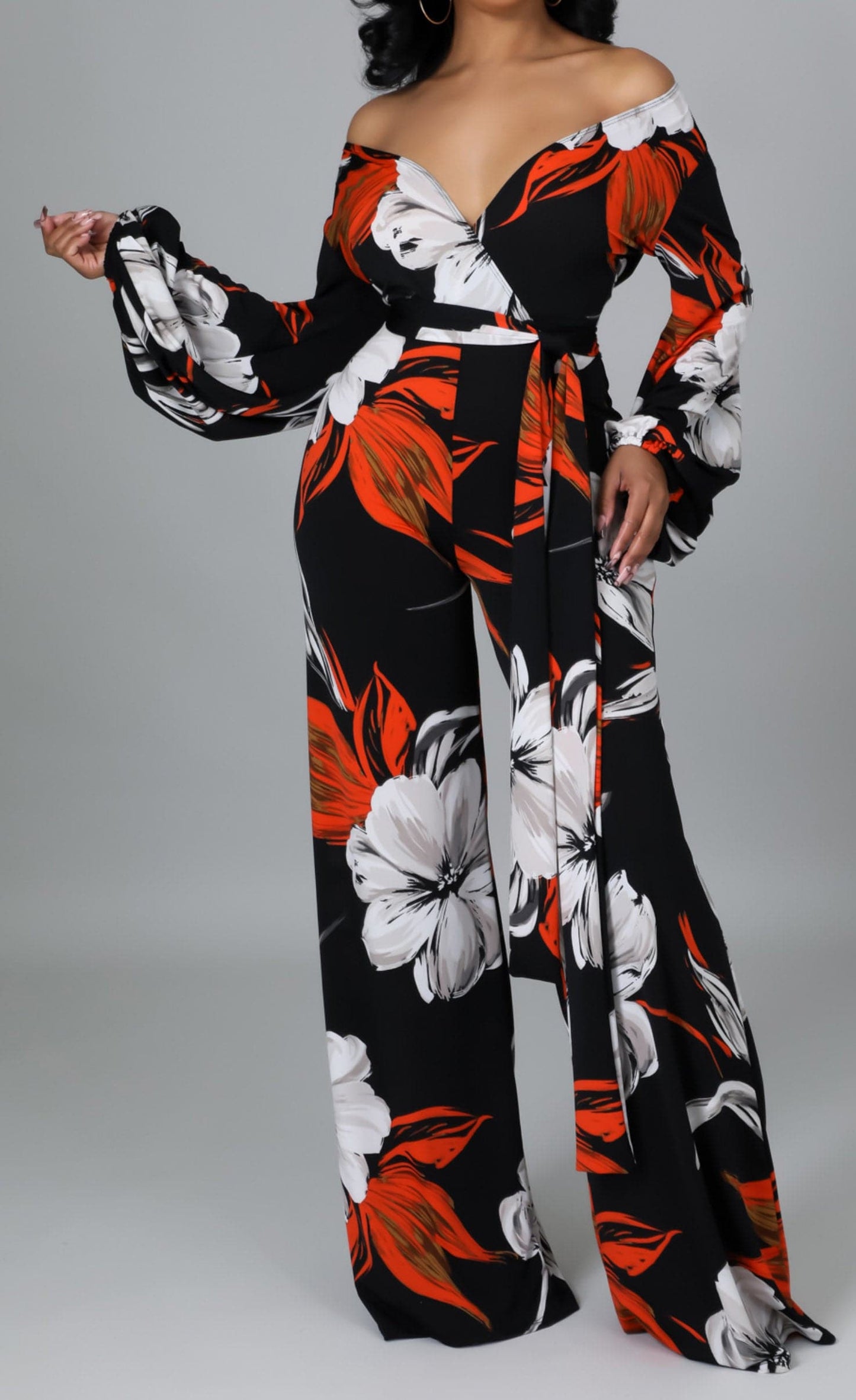 Side Tie Flower Jumpsuit - SASHAY COUTURE BOUTIQUE Jumpsuits & Rompers