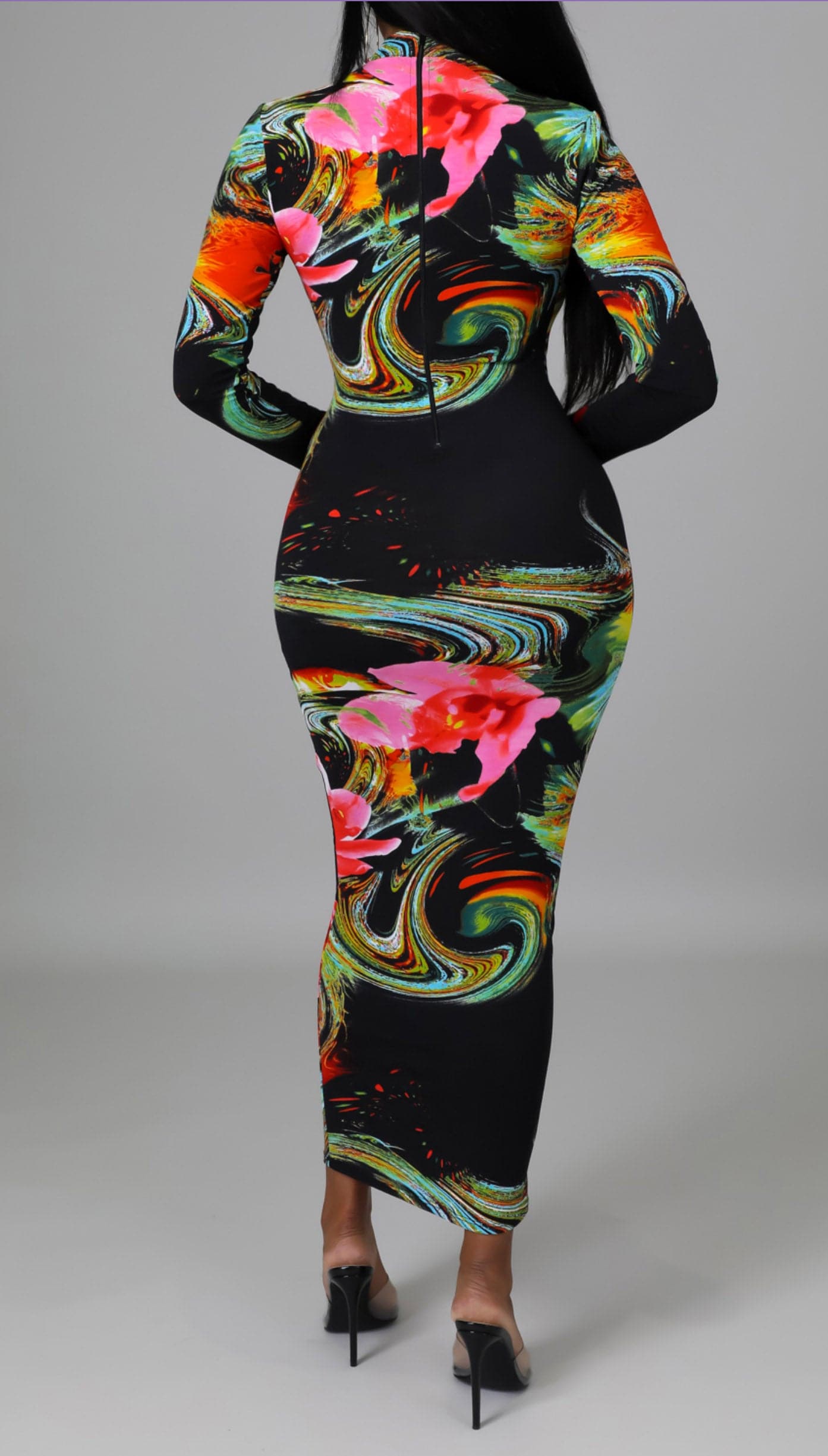 Multi color Fitted Midi Dress - SASHAY COUTURE BOUTIQUE Dresses