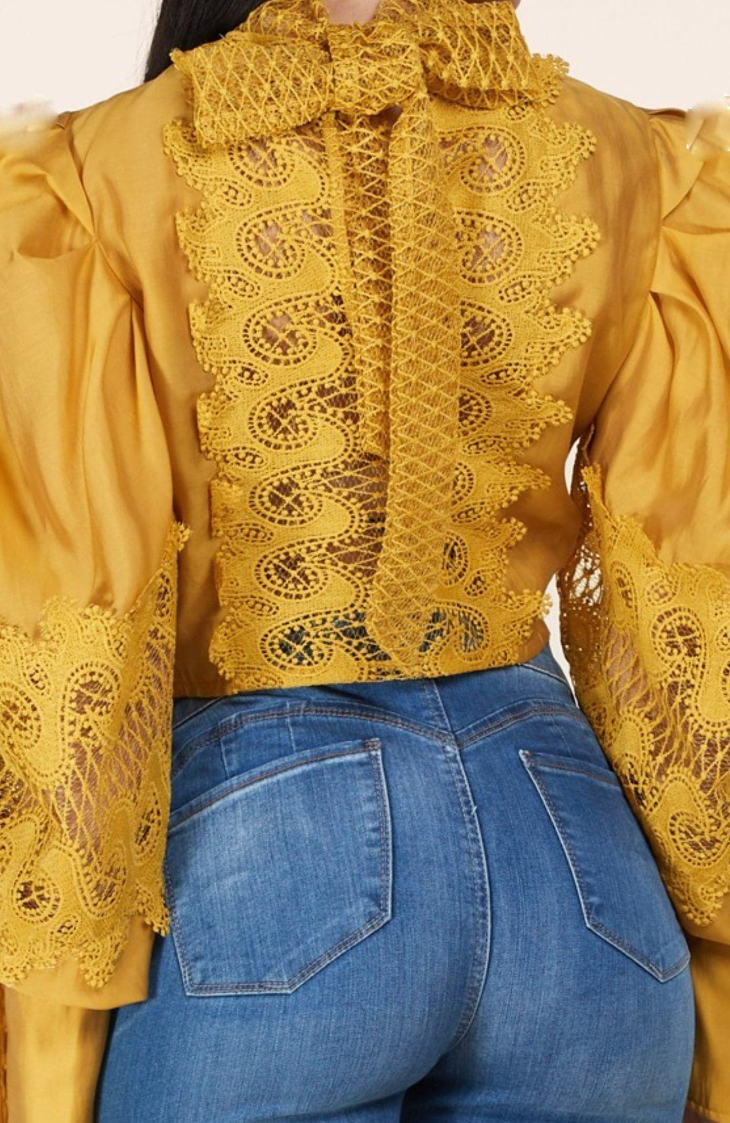 Mock Neck Lace Blouse - SASHAY COUTURE BOUTIQUE Tops