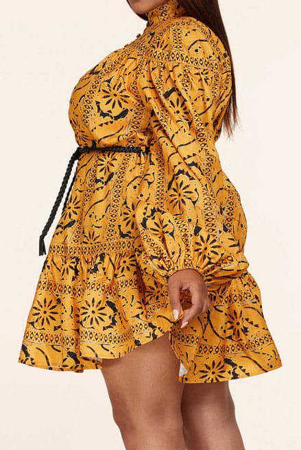 Rope Tied Mini Dress (Curvy) - SASHAY COUTURE BOUTIQUE Plus