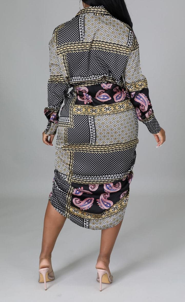 Pink Paisley & Black Multi Midi - SASHAY COUTURE BOUTIQUE Dresses