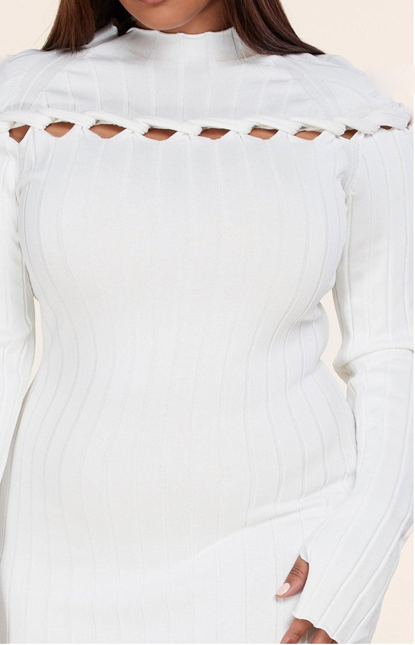 Snow White Sweater Mini (Curvy) - SASHAY COUTURE BOUTIQUE Dresses