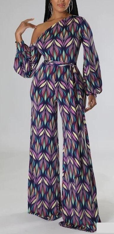 Off One Shoulder Jumpsuit - SASHAY COUTURE BOUTIQUE Jumpsuits & Rompers