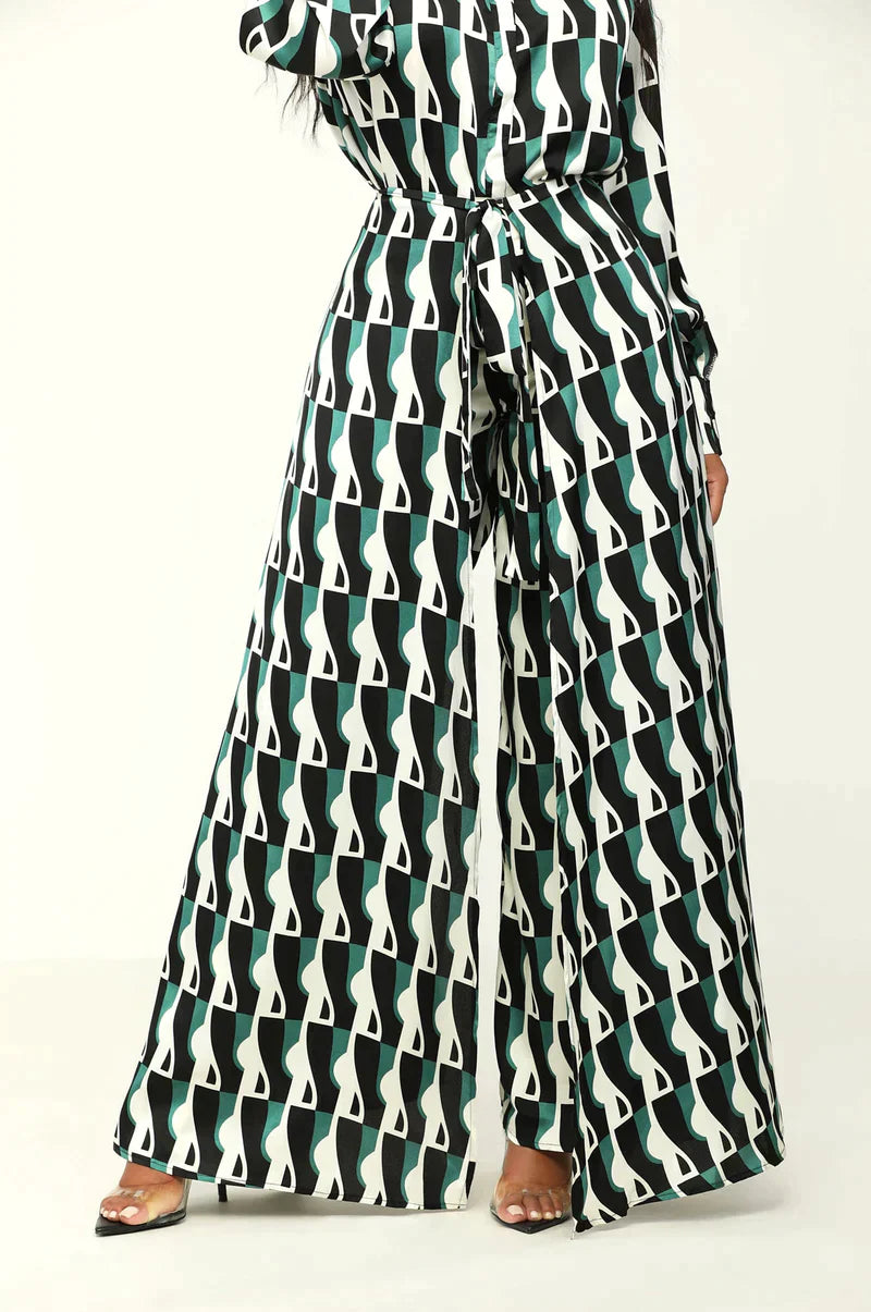 Chic Blouse and Wide Leg Pants Set - SASHAY COUTURE BOUTIQUE Outfit Sets