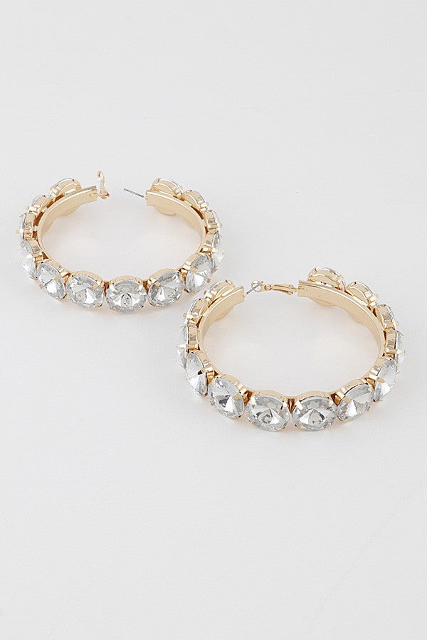 Rhinestone Upside Down Hoop Earrings - SASHAY COUTURE BOUTIQUE