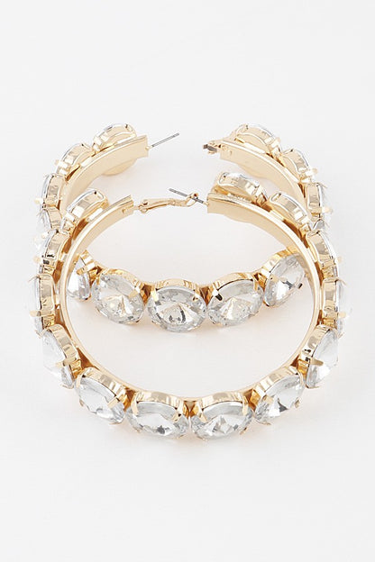 Rhinestone Upside Down Hoop Earrings - SASHAY COUTURE BOUTIQUE