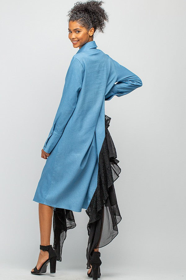 Stretch Denim Dress/Top with Ruffles