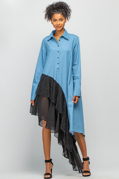 Stretch Denim Dress/Top with Ruffles