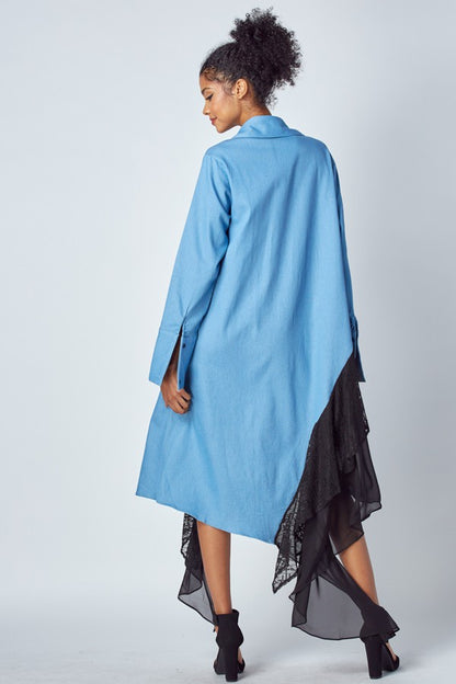 Stretch Denim Dress/Top with Ruffles