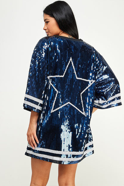 Dallas Cowboys Sequins Dress/Top - SASHAY COUTURE BOUTIQUE Dresses