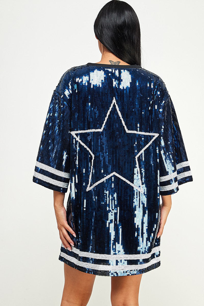 Dallas Cowboys Sequins Dress/Top - SASHAY COUTURE BOUTIQUE Dresses