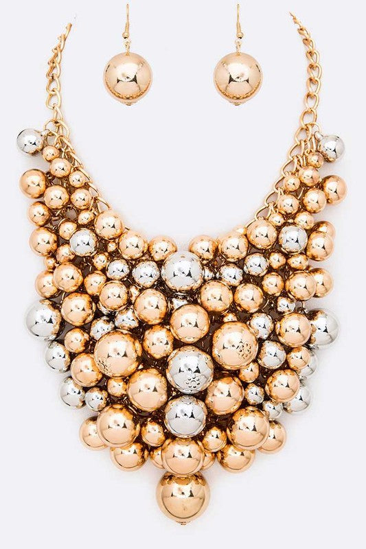 Mix Beads Statement Necklace Set