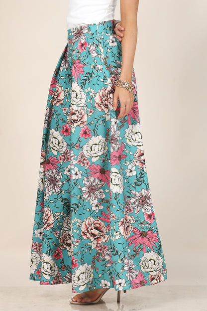 Fresh Bouquet Flower Print Wide Leg Palazzo Pants