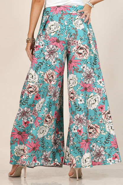 Fresh Bouquet Flower Print Wide Leg Palazzo Pants