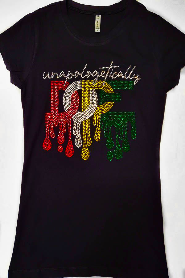 Unapologetically DOPE Rhinestone Fitted Tee (Curvy) - SASHAY COUTURE BOUTIQUE