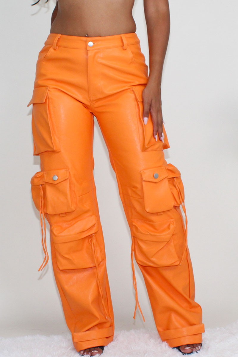 Soft Vegan Leather Cargo Pants - SASHAY COUTURE BOUTIQUE Bottoms