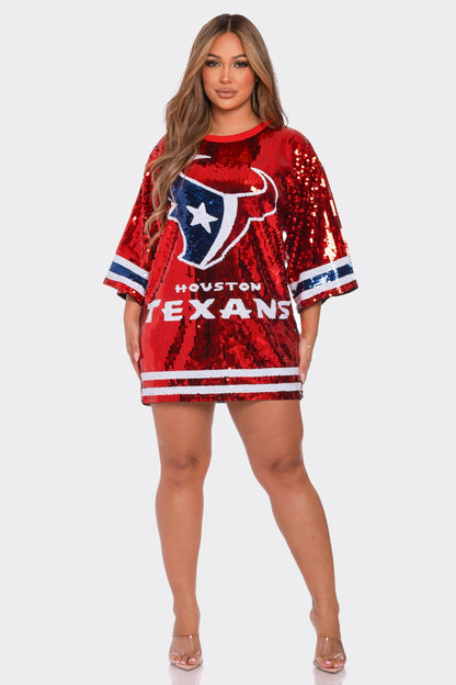 Houston Texans Sequins Dress/Top - SASHAY COUTURE BOUTIQUE Dresses