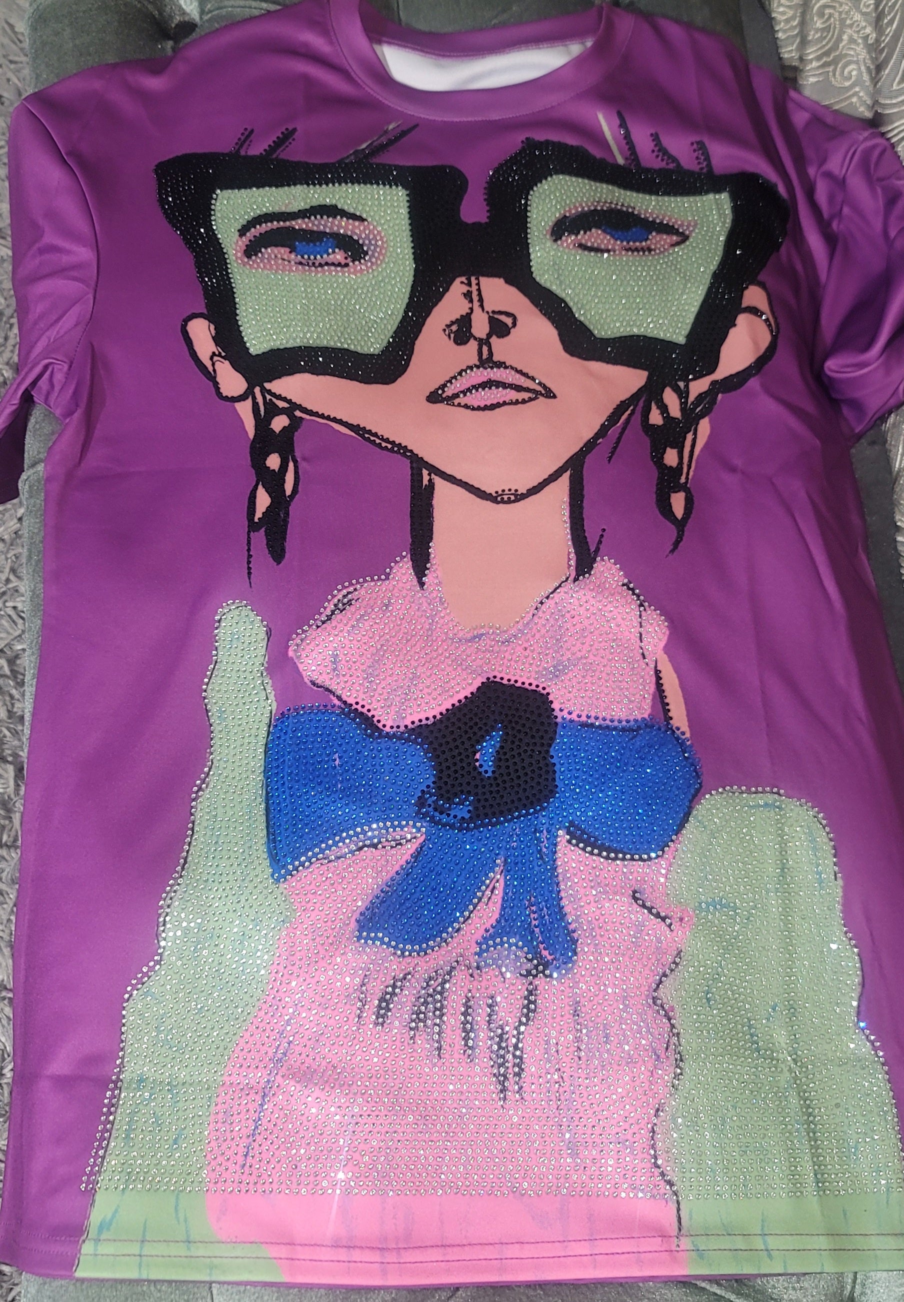 Sassy Girl Graphic Tee w/ Rhinestones - SASHAY COUTURE BOUTIQUE Tops