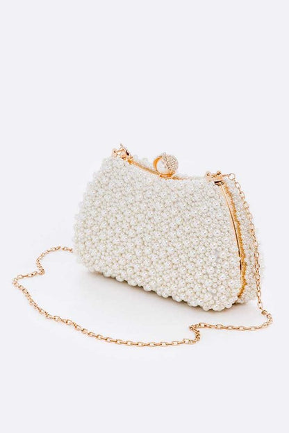 Pearl Embellishment Double Sided Statement Clutch