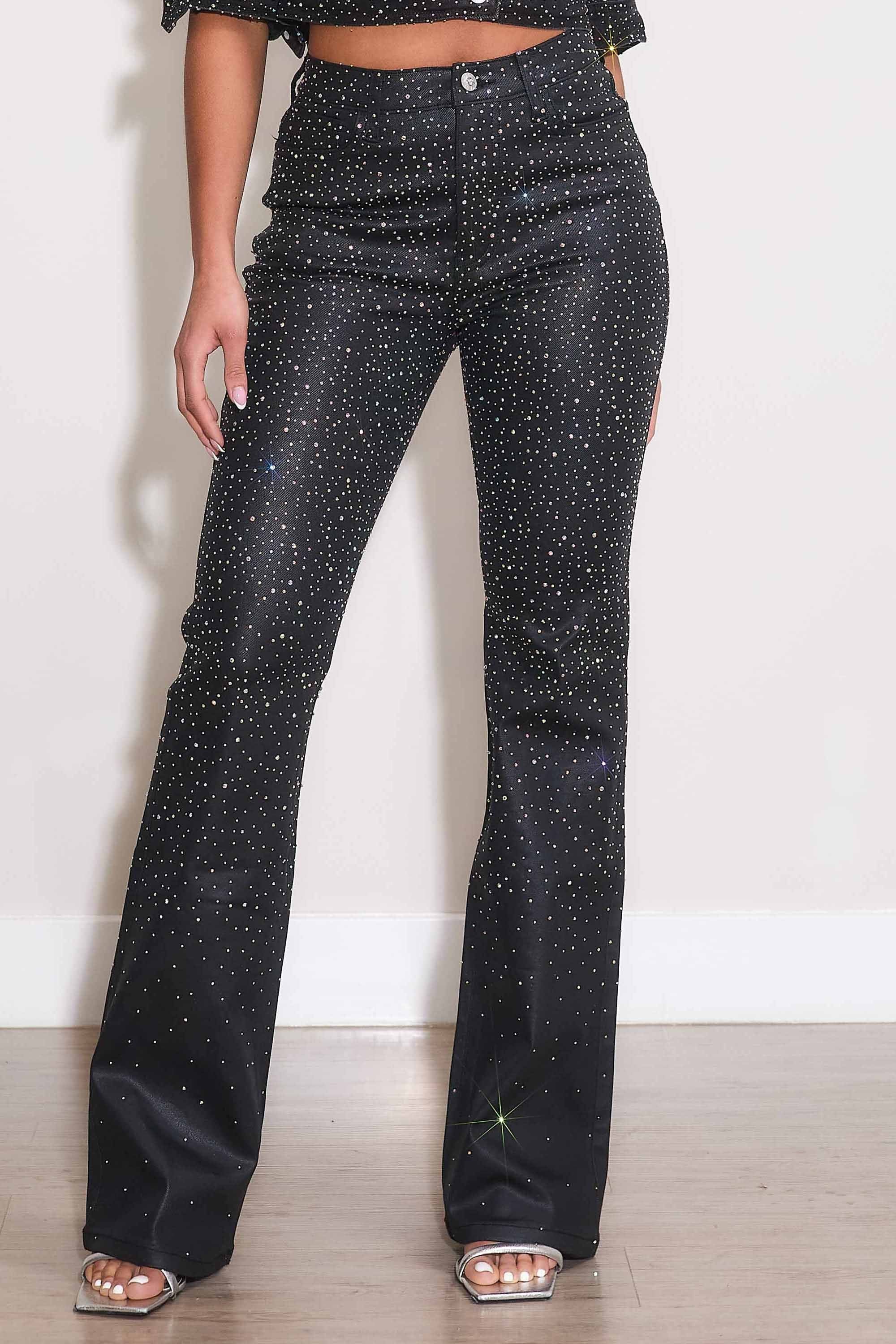 Cascading Rhinestone Pants Bootcut Pants Adorned w/ Iridescent Rhinestones (Holiday Edition ...