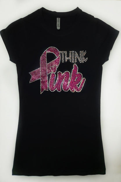 Think PINK Fitted Tee w/Rhinestones