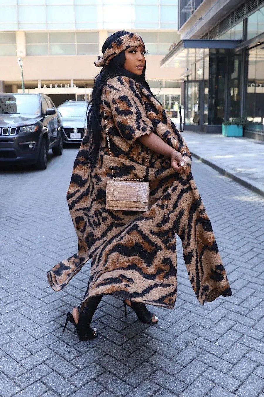 Leopard-Pattern Sweater Duster