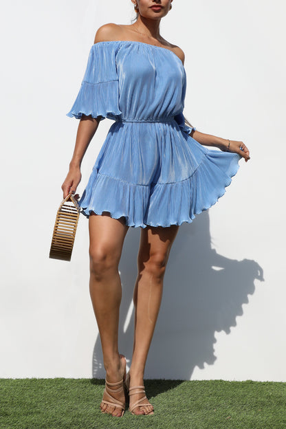 Pleated Off the Shoulder Romper