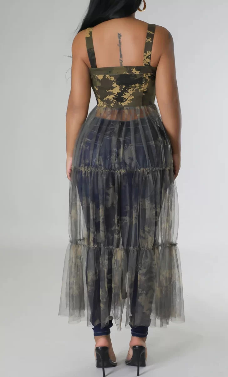 Camo Inspired Tulle Top - SASHAY COUTURE BOUTIQUE Tops