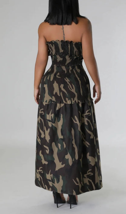 Camo Print Midi w/Slit - SASHAY COUTURE BOUTIQUE Dresses