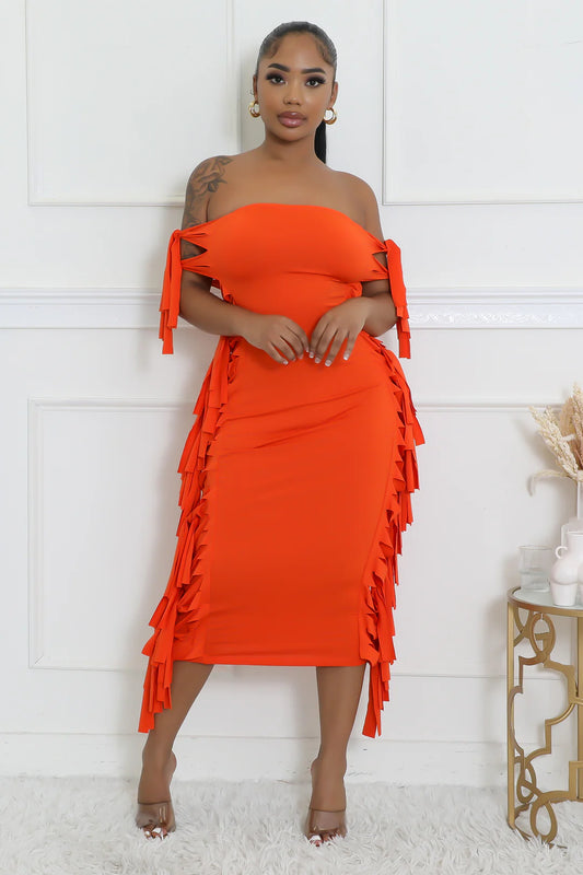 Side Fringe Tube Dress