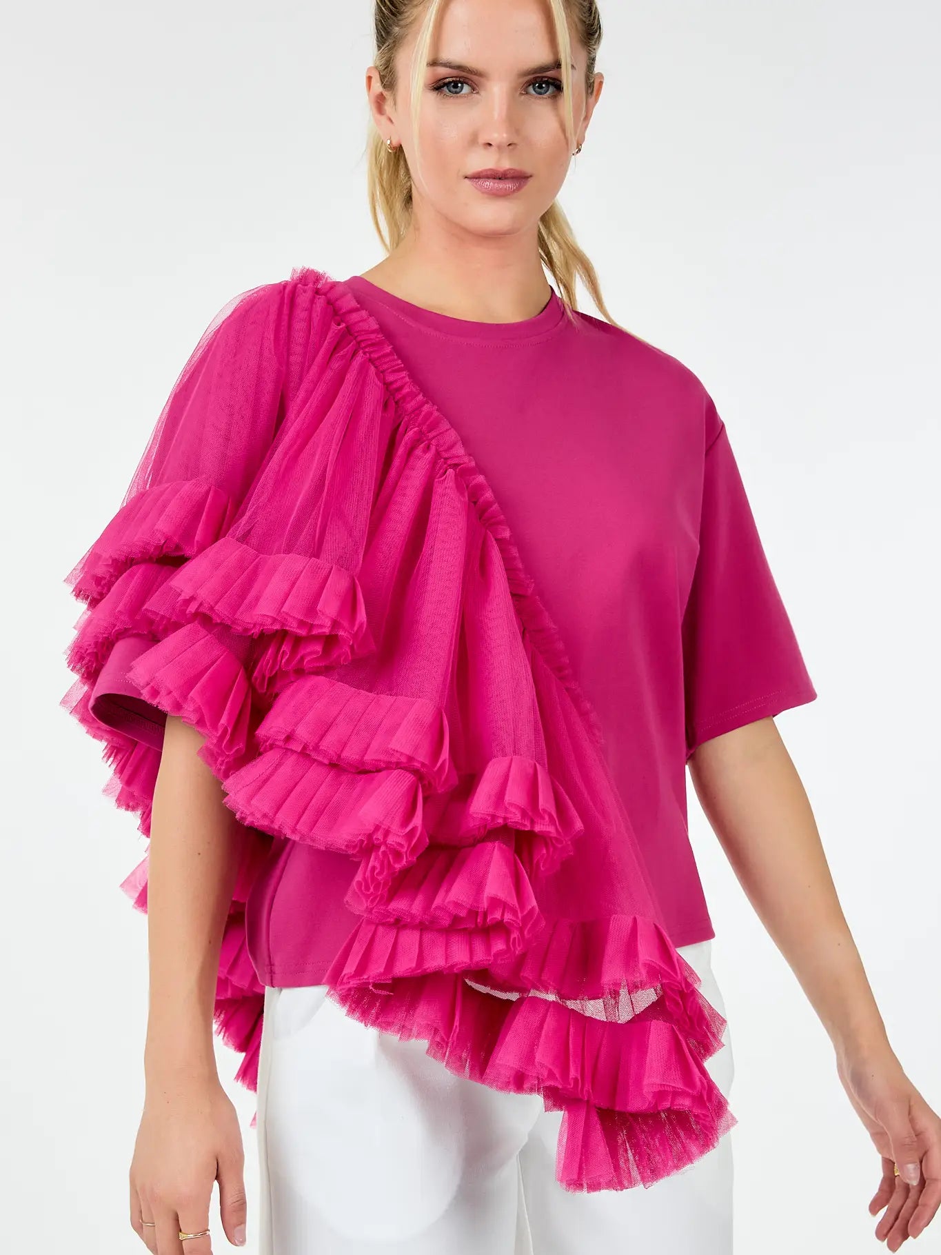 Cascade Ruffled Sleeve Top