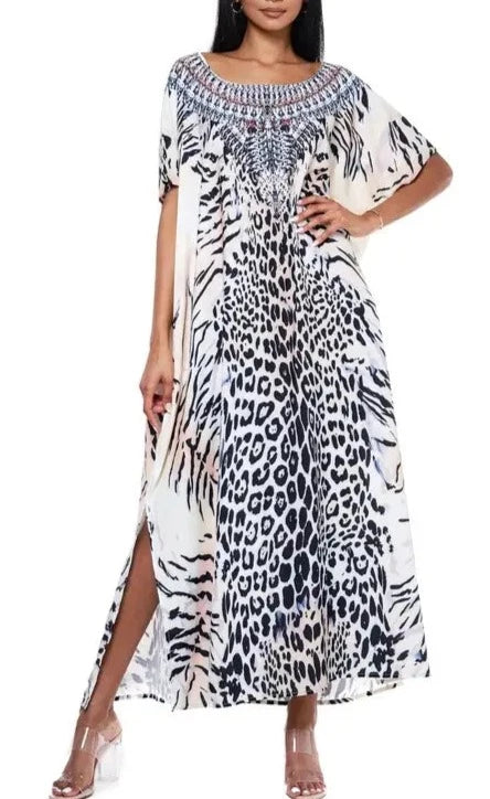 Animal Print Kaftan Maxi Dress - SASHAY COUTURE BOUTIQUE Dresses