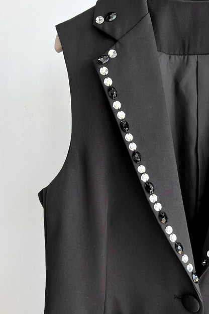 Long Tulle Vest W/Embellished Lapel (Ships 10/25)