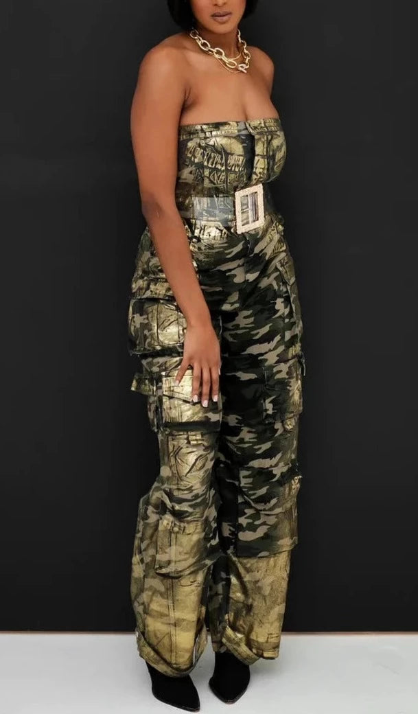 A Touch of Glamour Camo Jumpsuit - SASHAY COUTURE BOUTIQUE Jumpsuits & Rompers