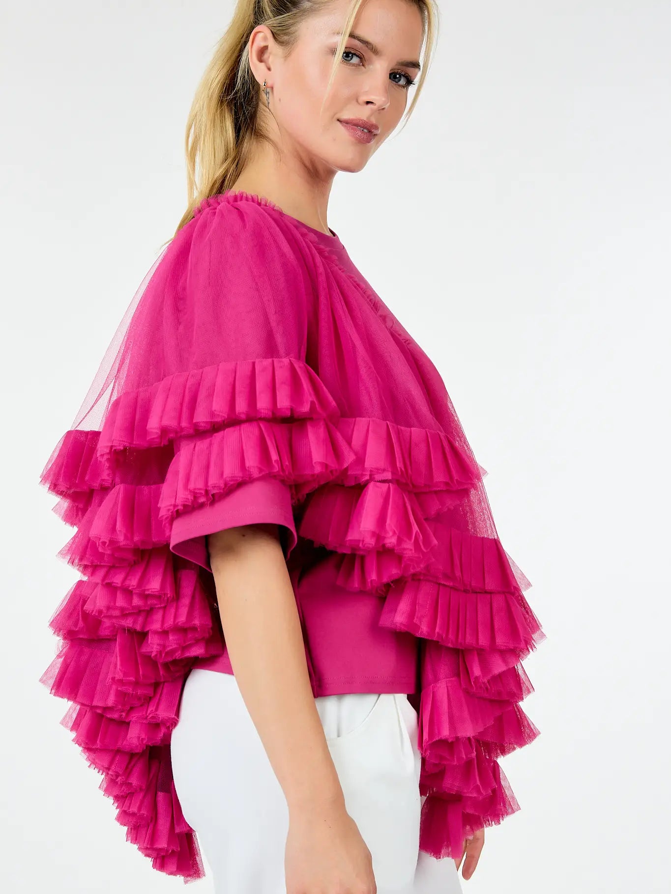 Cascade Ruffled Sleeve Top