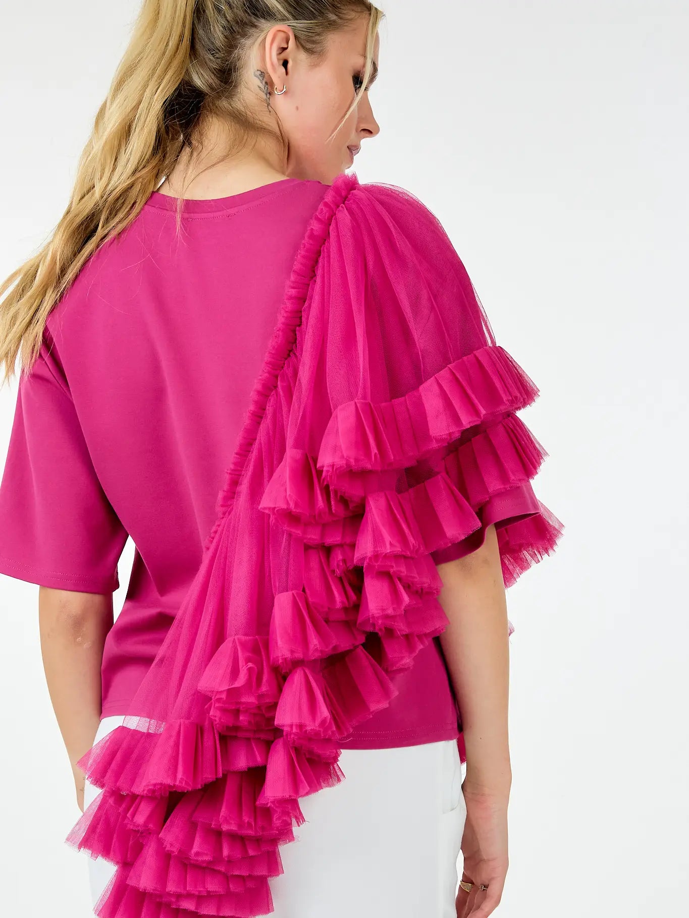 Cascade Ruffled Sleeve Top