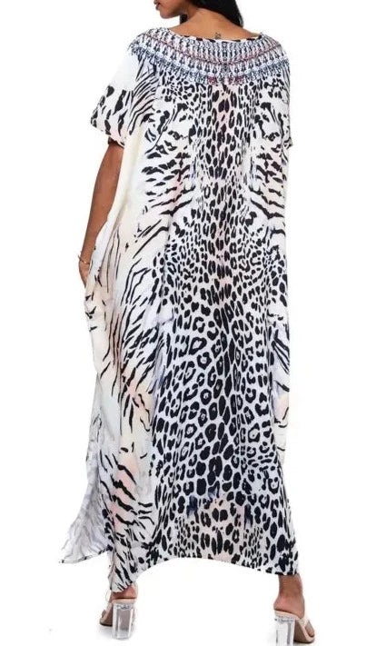 Animal Print Kaftan Maxi Dress - SASHAY COUTURE BOUTIQUE Dresses